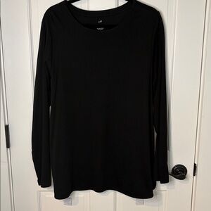 J. Jill Size 2X Pima Crew Neck Black Long Sleeve Tee